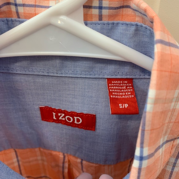 IZOD Men’s Long Sleeved Orange Plaid Button Up Short Size S - Picture 3 of 4